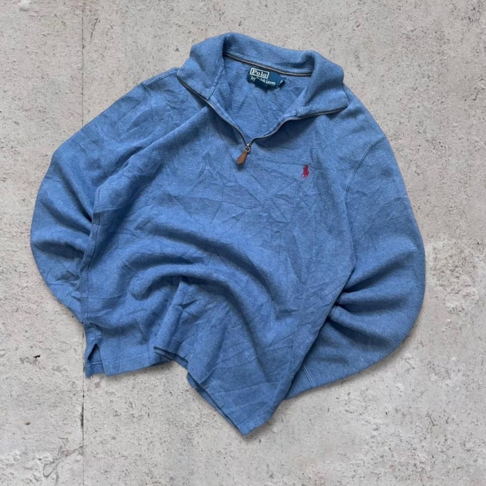 Vintage 90's Polo Ralph Lauren Baby Blue Quarter Zip Sweatshirt